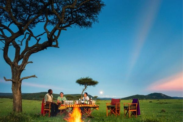 bush dinner by fire